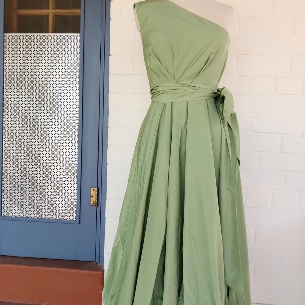 TIBI Italian Sporty Nylon One Shoulder Dress